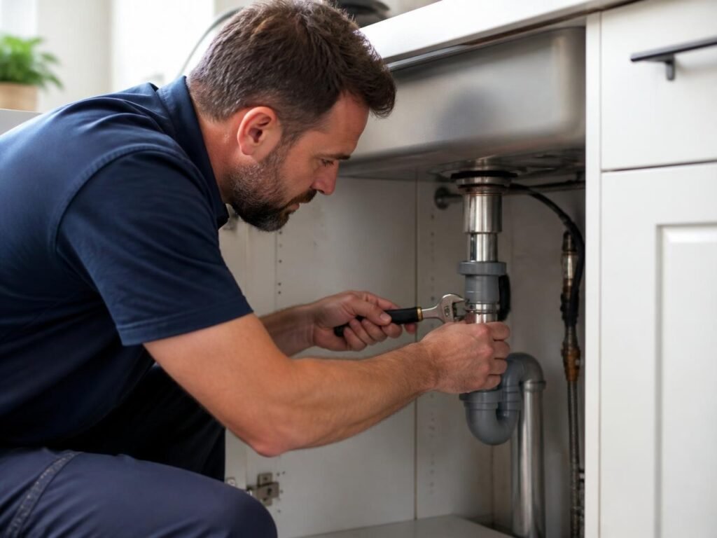 Plumbing repair under a sink